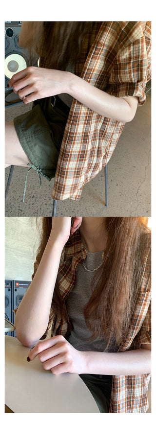orange plaid  shirt