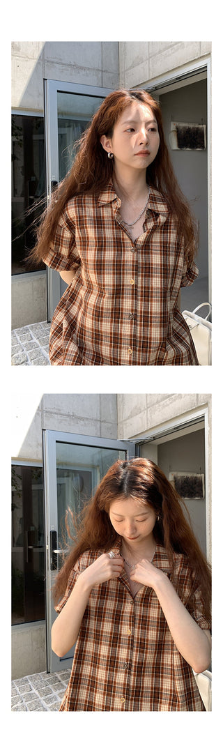 orange plaid  shirt