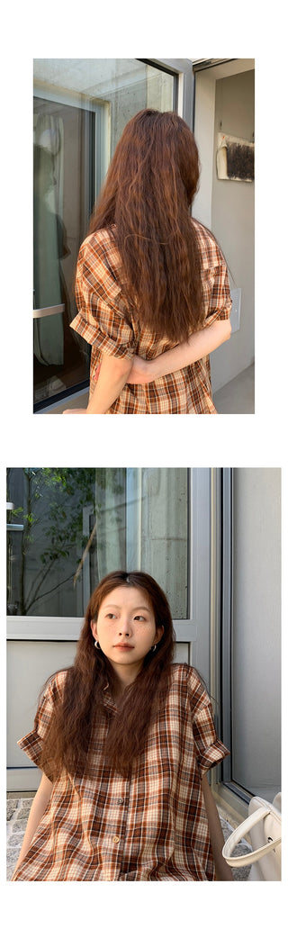 orange plaid  shirt