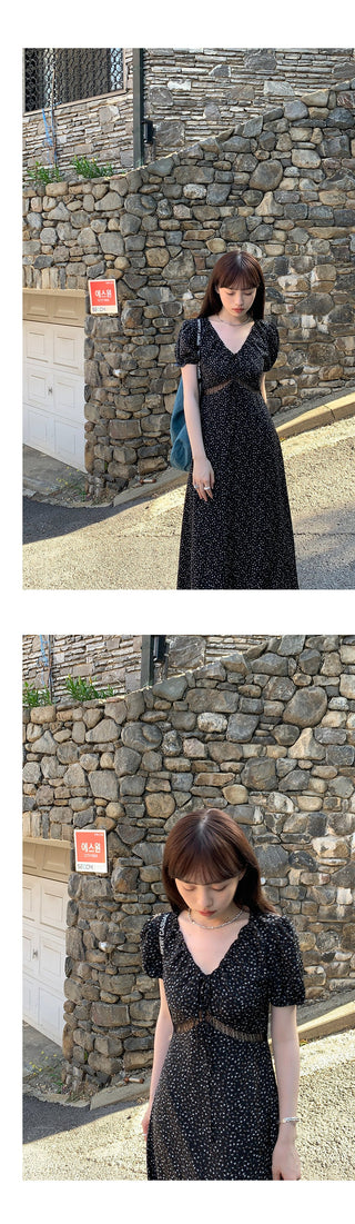 retro lace floral dress
