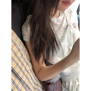 purple floral knitted top