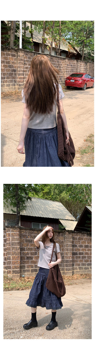 elegant cotton linen skirt 01
