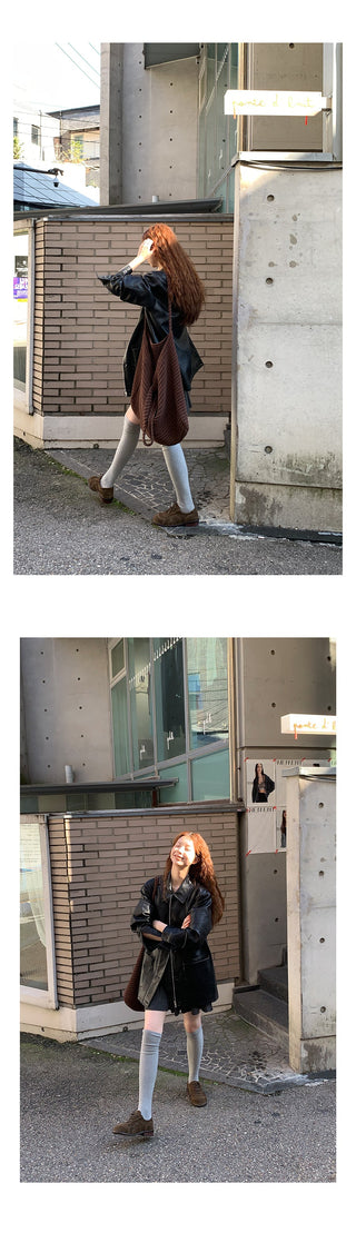 gray knitted pleated skirt