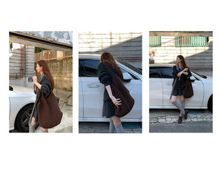 gray knitted pleated skirt