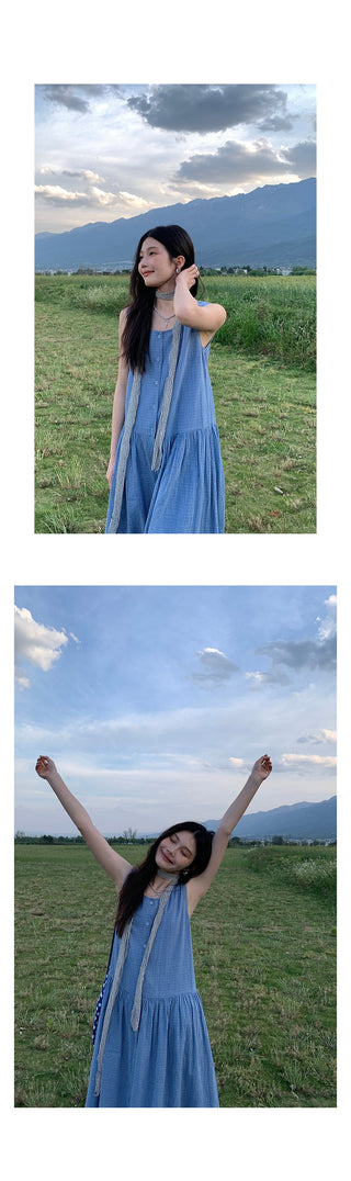 blue plaid  dress