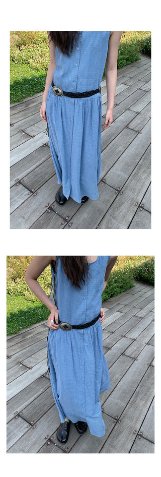 blue plaid  dress
