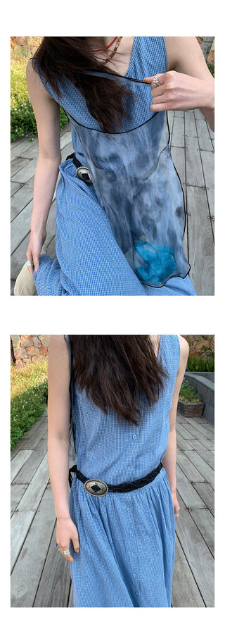 blue plaid  dress