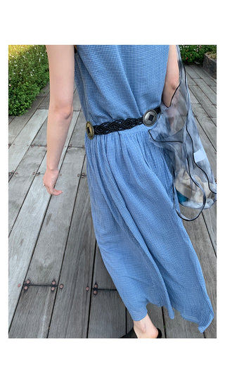 blue plaid  dress