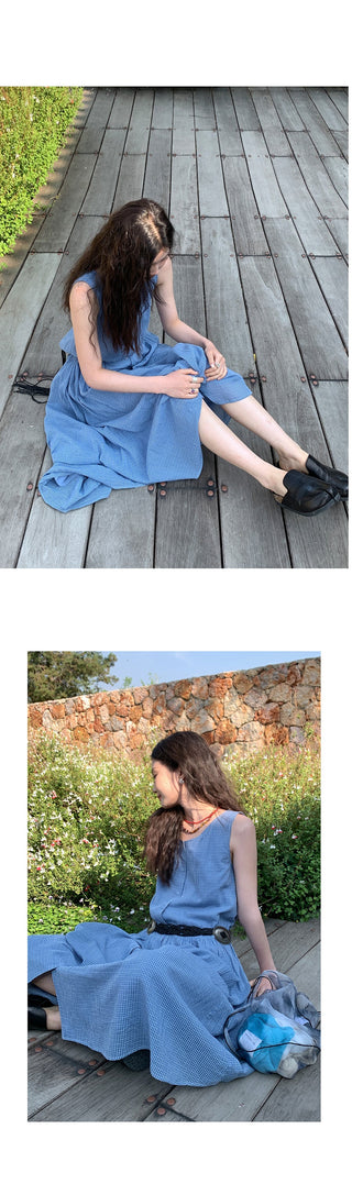 blue plaid  dress