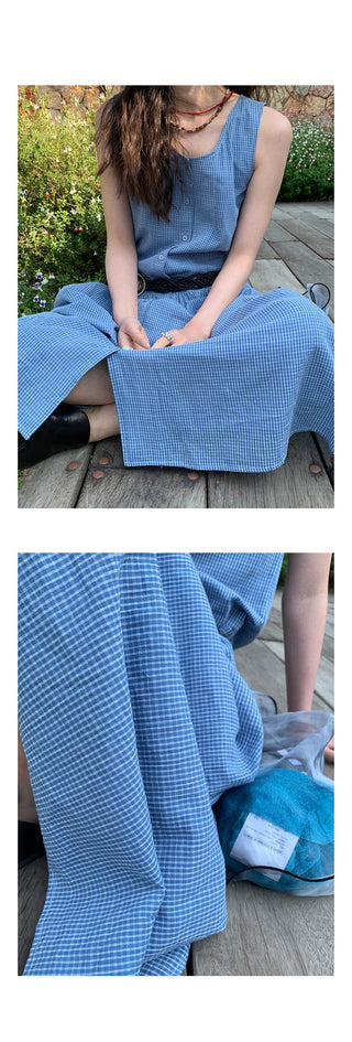 blue plaid  dress