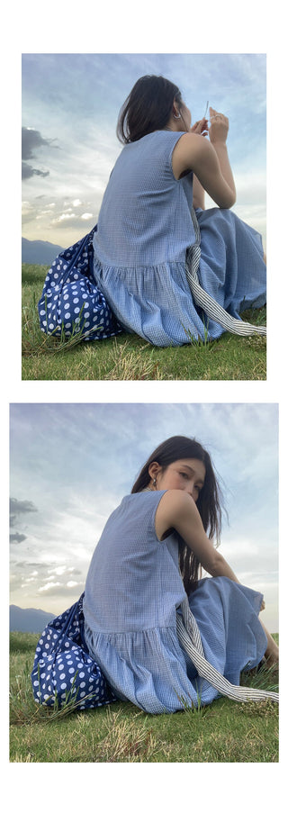 blue plaid  dress