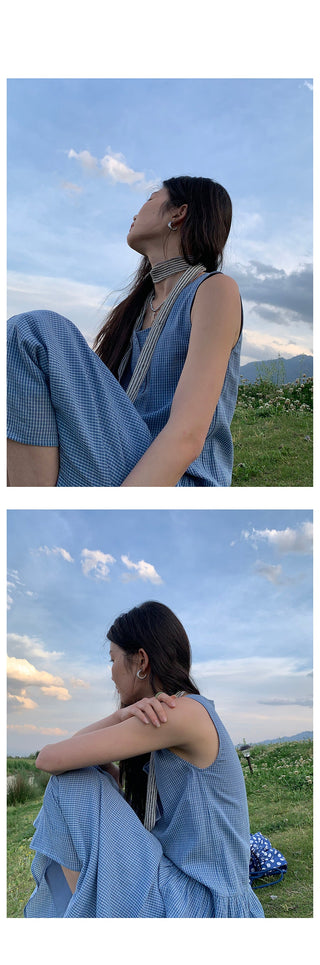 blue plaid  dress