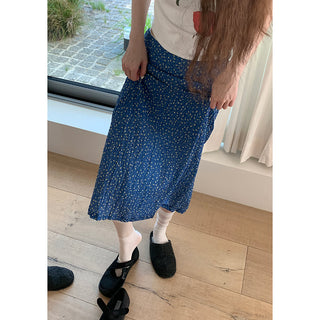 elegant blue floral skirt