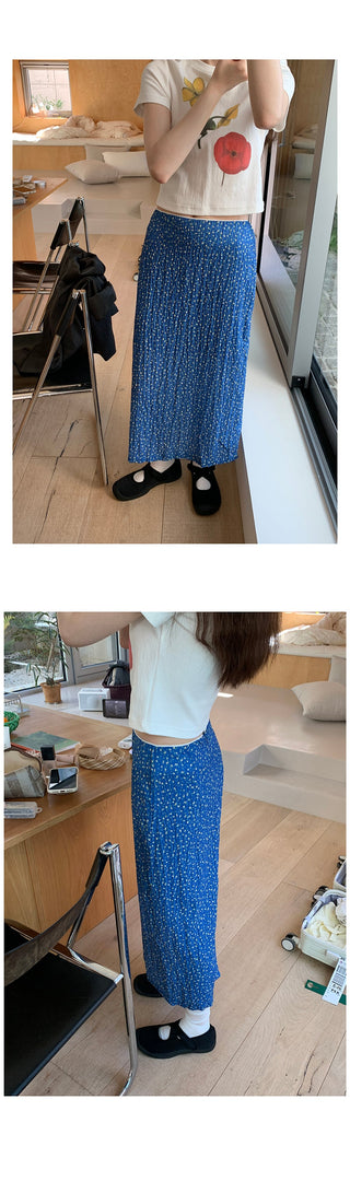 elegant blue floral skirt