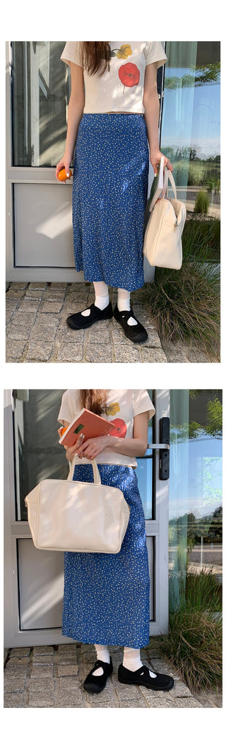 elegant blue floral skirt