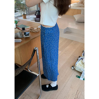 elegant blue floral skirt