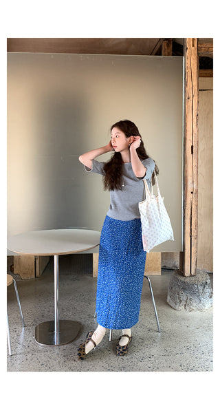 elegant blue floral skirt