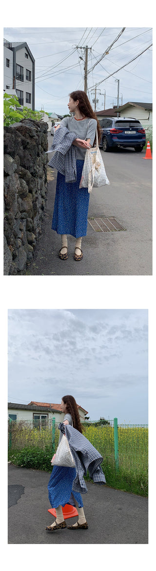 elegant blue floral skirt