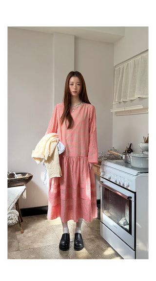 pink plaid  dress