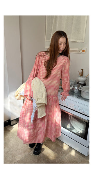pink plaid  dress