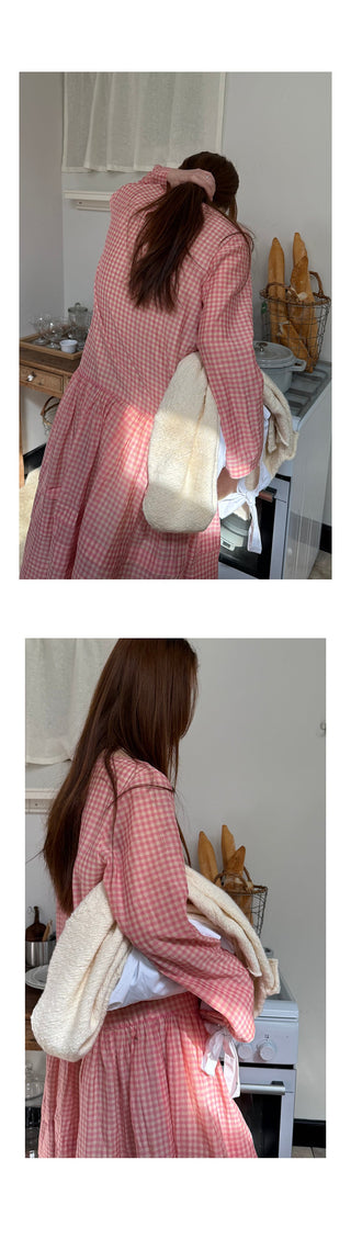pink plaid  dress