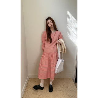 pink plaid  dress