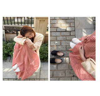 pink plaid  dress