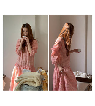 pink plaid  dress
