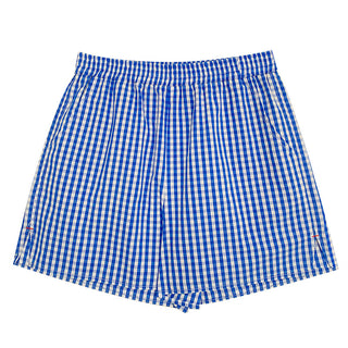 blue white plaid shorts