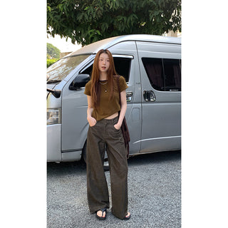 corduroy straight-leg  pants
