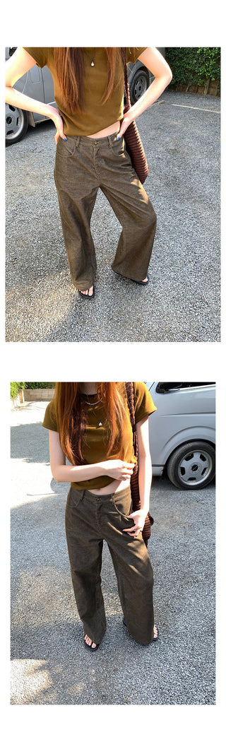 corduroy straight-leg  pants