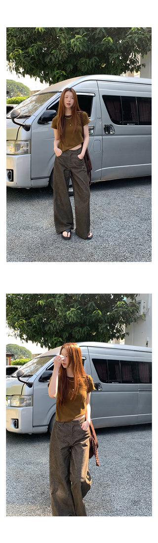 corduroy straight-leg  pants