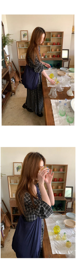 embroidered plaid  dress