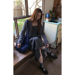 embroidered plaid  dress