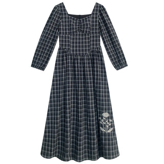 embroidered plaid  dress