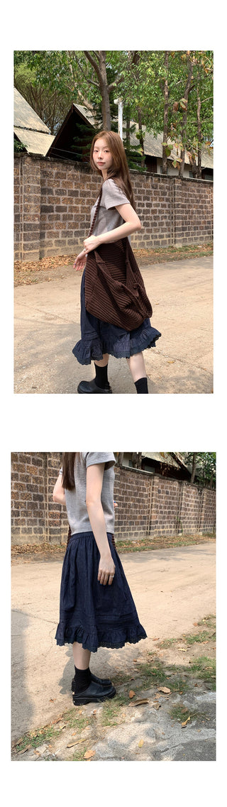 elegant cotton linen skirt