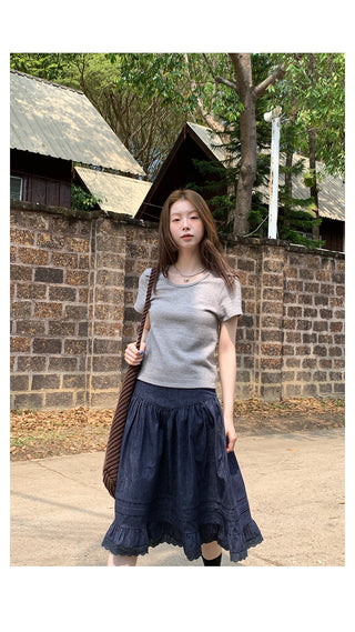 elegant cotton linen skirt