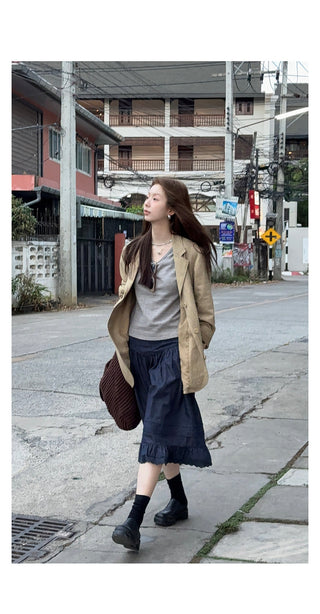 elegant cotton linen skirt