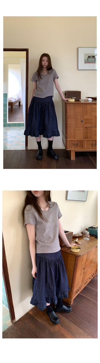 elegant cotton linen skirt