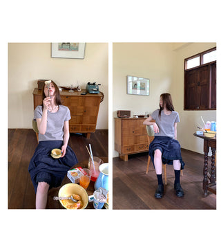 elegant cotton linen skirt