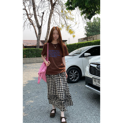 art retro plaid skirt