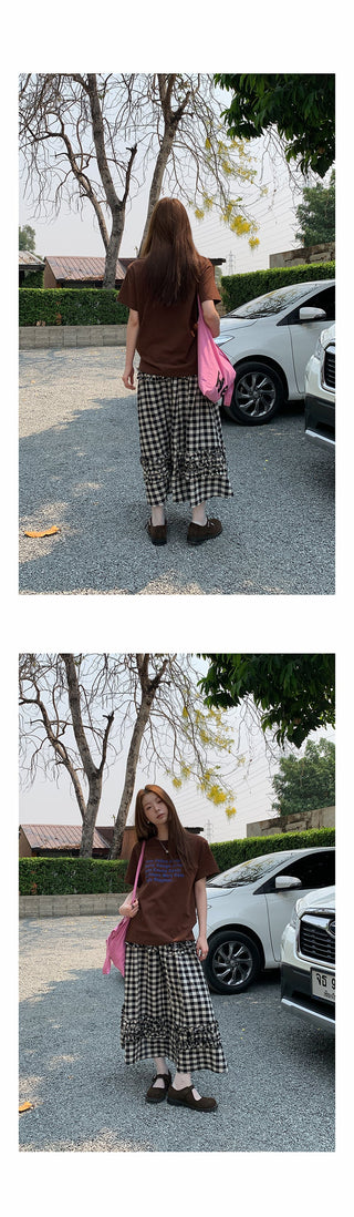 art retro plaid skirt