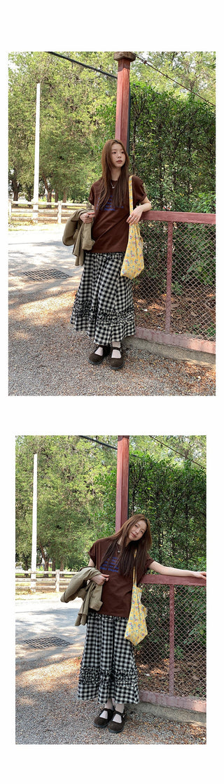 art retro plaid skirt
