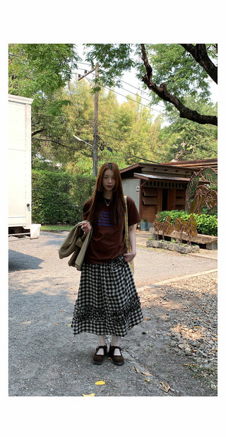 art retro plaid skirt