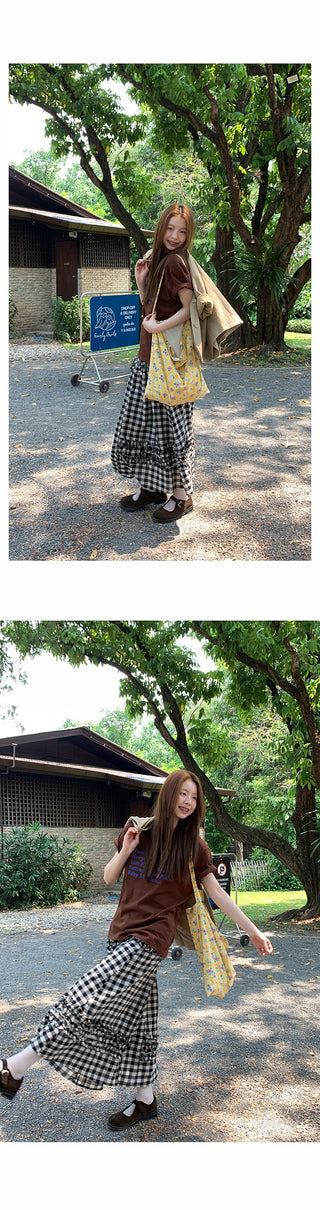 art retro plaid skirt