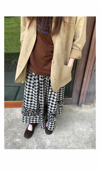 art retro plaid skirt