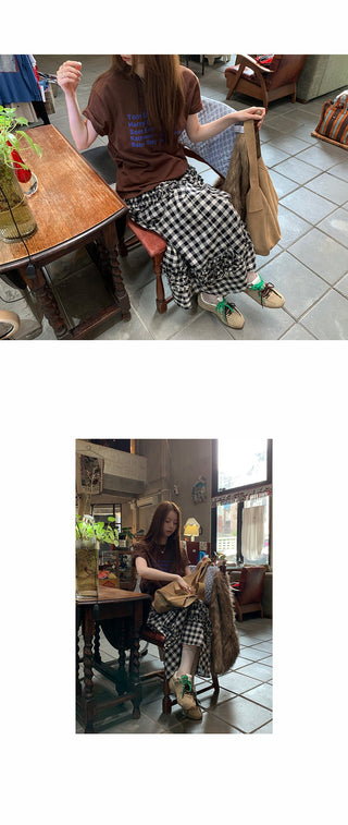 art retro plaid skirt