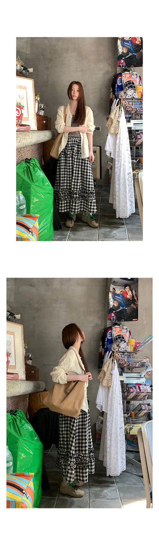 art retro plaid skirt