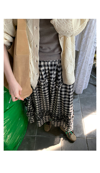 art retro plaid skirt