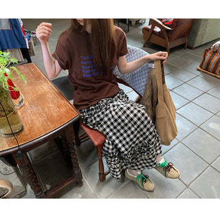 art retro plaid skirt